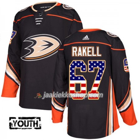Lapsille NHL Anaheim Ducks Pelipaita Rickard Rakell 67 Adidas 2017-2018 Musta USA Flag Fashion Authentic